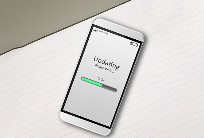 A generic cell phone undergoing a software update.